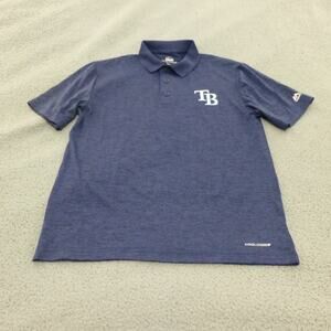 Tampa Bay Rays Shirt Mens Medium Majestic Blue Polo Cool Base MLB